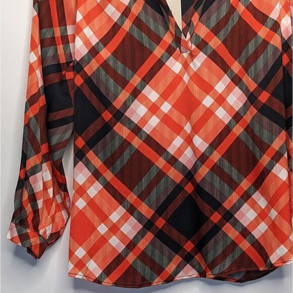 Tucker Long Sleeve Polo Blouse Kris Kringle Plaid - Picture 3 of 7